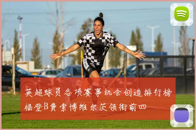 英超球员各项赛事机会创造排行榜福登B费索博维尔茨领衔前四
